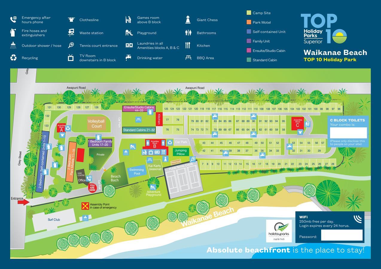 Waikanae Beach Top 10 Holiday Park Gisborne Eksteriør bilde